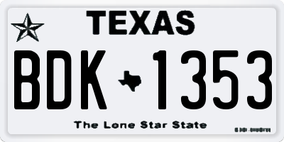 TX license plate BDK1353