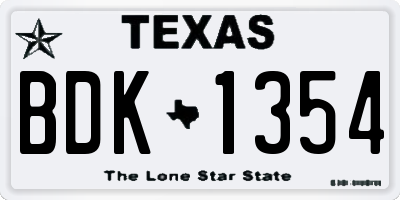 TX license plate BDK1354