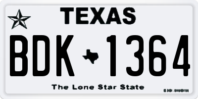TX license plate BDK1364