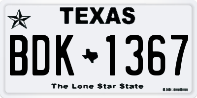 TX license plate BDK1367