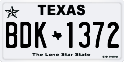 TX license plate BDK1372