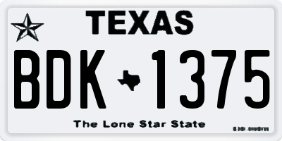 TX license plate BDK1375