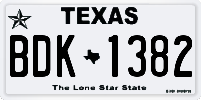 TX license plate BDK1382