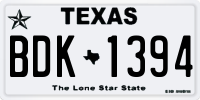 TX license plate BDK1394