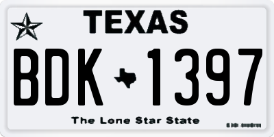 TX license plate BDK1397