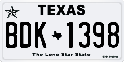 TX license plate BDK1398