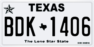 TX license plate BDK1406