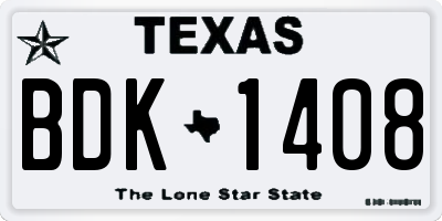 TX license plate BDK1408