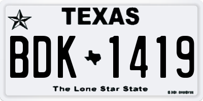 TX license plate BDK1419