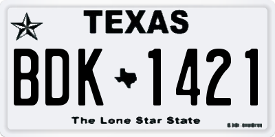 TX license plate BDK1421