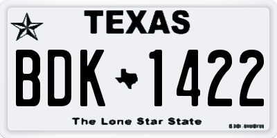 TX license plate BDK1422