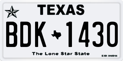 TX license plate BDK1430