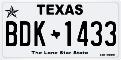 TX license plate BDK1433