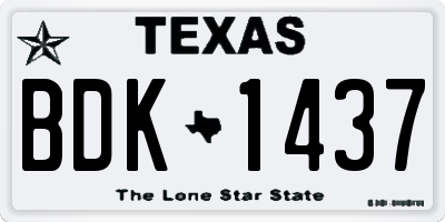 TX license plate BDK1437