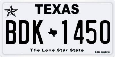 TX license plate BDK1450