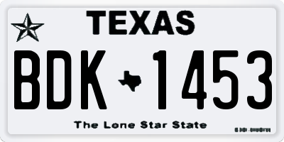 TX license plate BDK1453