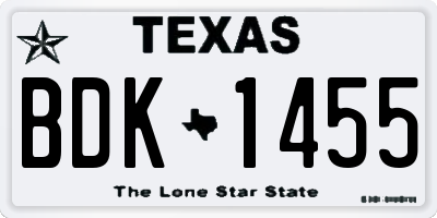 TX license plate BDK1455