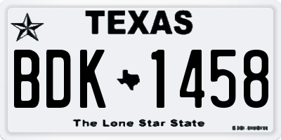 TX license plate BDK1458