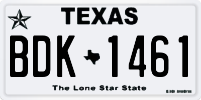 TX license plate BDK1461