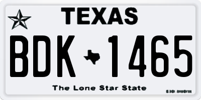 TX license plate BDK1465
