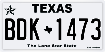TX license plate BDK1473