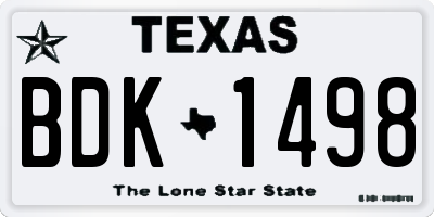 TX license plate BDK1498