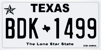 TX license plate BDK1499