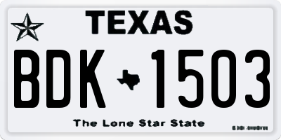 TX license plate BDK1503