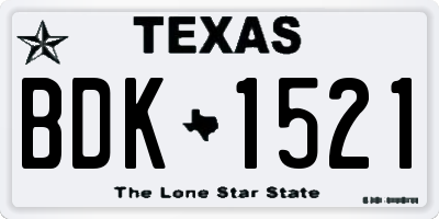 TX license plate BDK1521