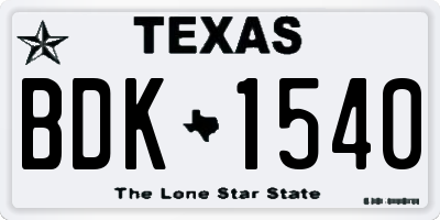 TX license plate BDK1540