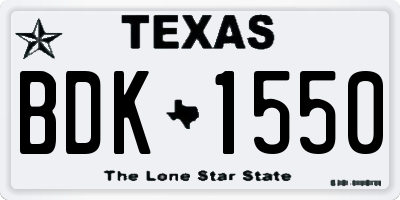 TX license plate BDK1550