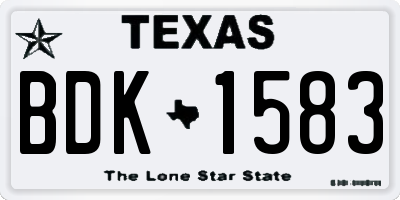 TX license plate BDK1583