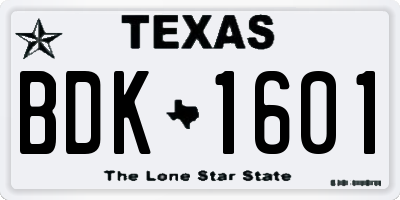 TX license plate BDK1601