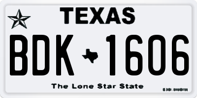 TX license plate BDK1606