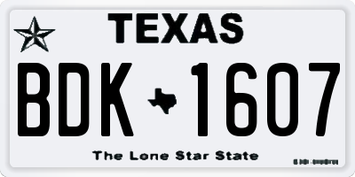 TX license plate BDK1607