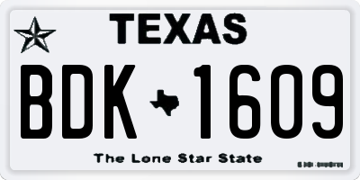 TX license plate BDK1609