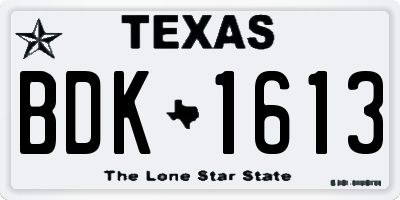 TX license plate BDK1613
