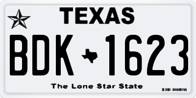 TX license plate BDK1623
