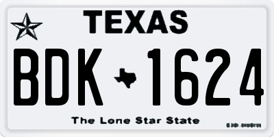 TX license plate BDK1624