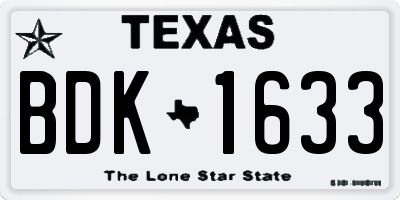 TX license plate BDK1633