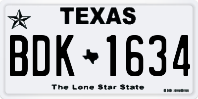 TX license plate BDK1634