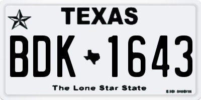 TX license plate BDK1643