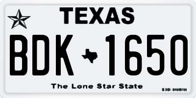 TX license plate BDK1650