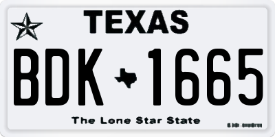 TX license plate BDK1665