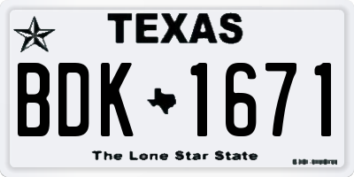 TX license plate BDK1671