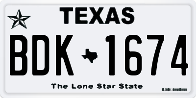 TX license plate BDK1674