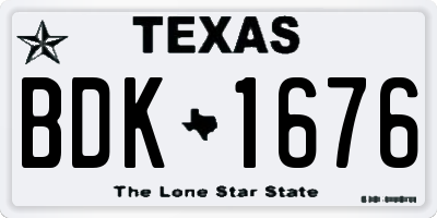 TX license plate BDK1676