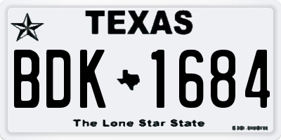 TX license plate BDK1684