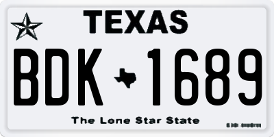 TX license plate BDK1689