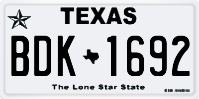 TX license plate BDK1692
